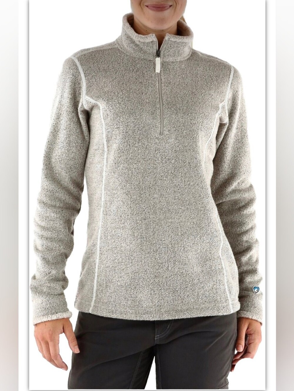 Kuhl Alfpaca Women's Quarter Zip Fleece Long Sleeves Size Medium Beige Tan Cozy